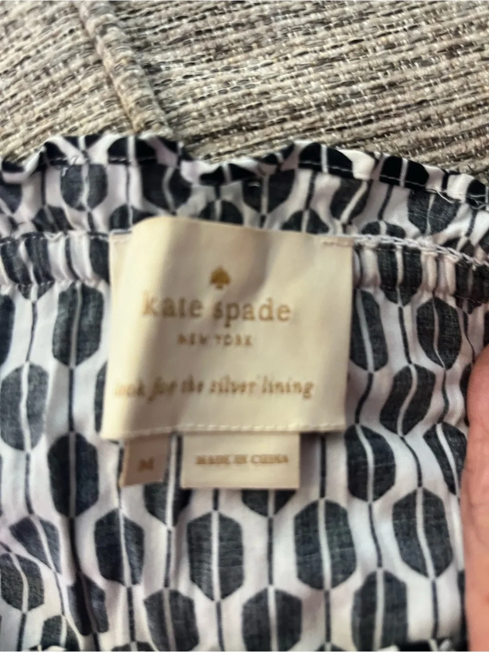 kate spade Black and White Geometric Off-Shoulder Dress